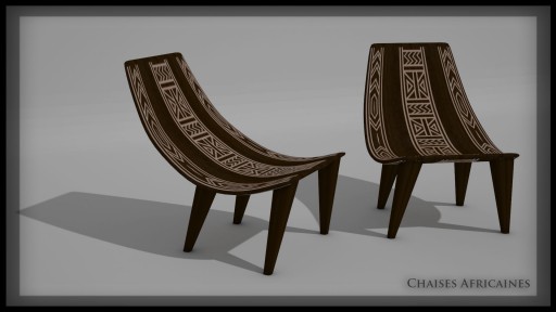 Chaise africaine, Modélisation 3D | Portfolio Images de synthèse de travaux personnels