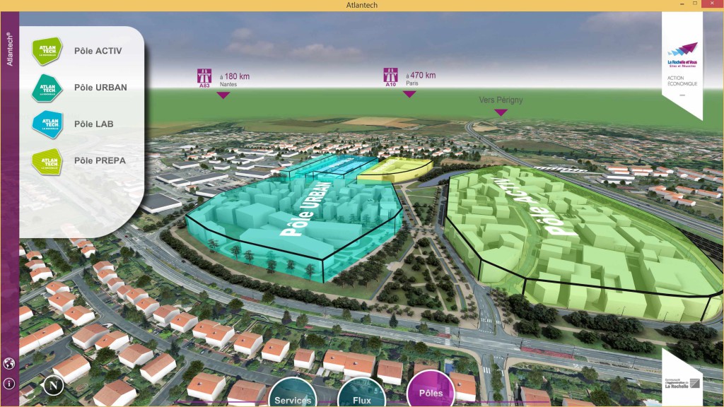 Zone commerciale d'Atlantech en réalité augmentée