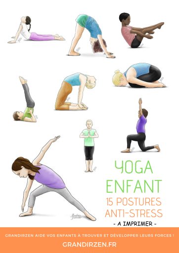 15 dessins de postures de yoga pour les enfants par Grandir Zen