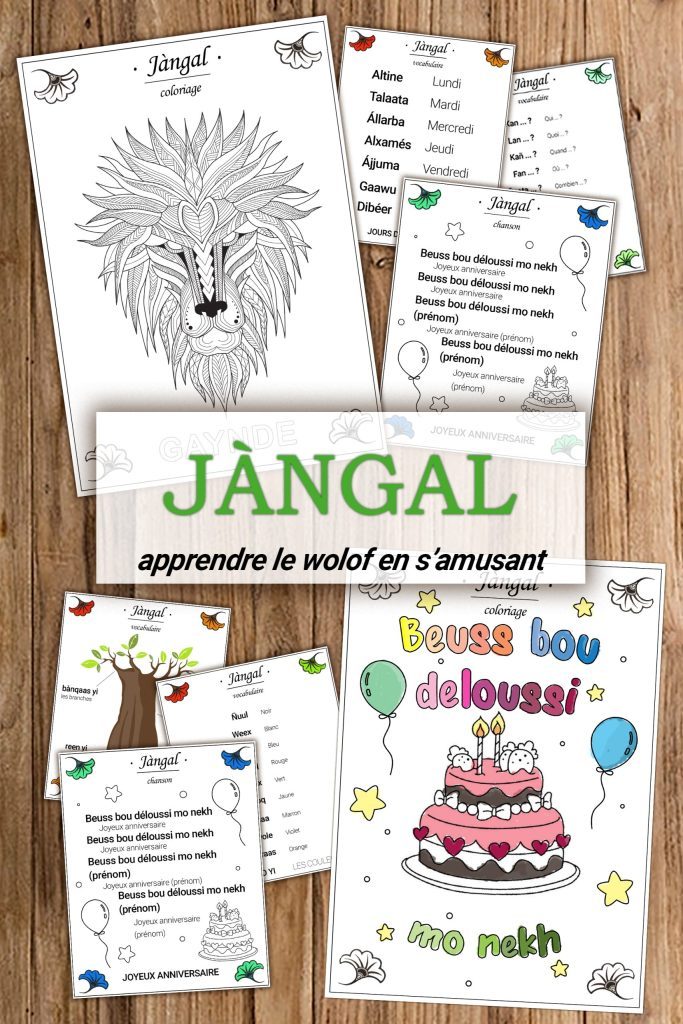 Jàngal, produits et cartes pour apprendre le wolof aux enfants en s'amusant, jeux, coloriages, chansons..