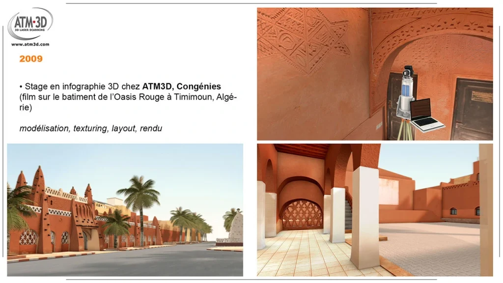 Entrée de l'Oasis Rouge, à Timimoun, en Algérie, reconstitution en image de synthèse 3D, portfolio Patrimoine