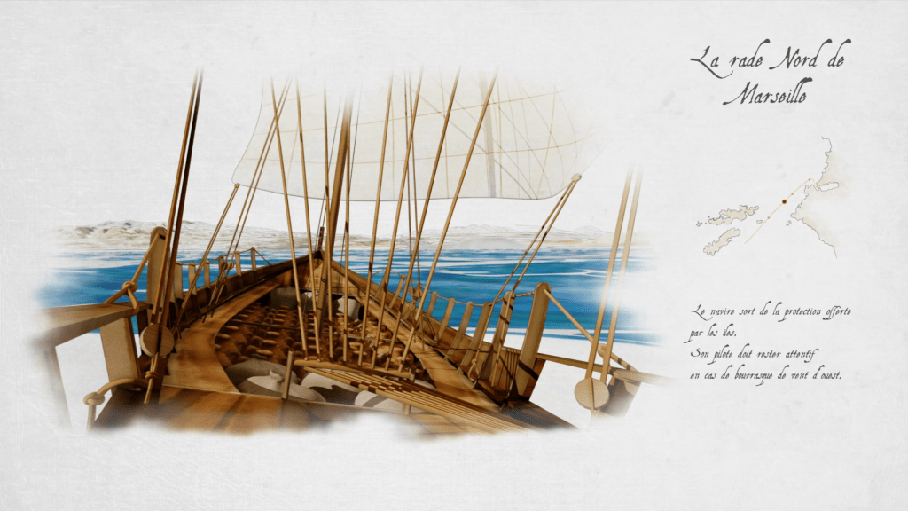 ancien bateau de commerce grec ou romain en rendu aquarelle