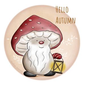 illustration d'audrey janvier - hello autumn, champignon d'automne