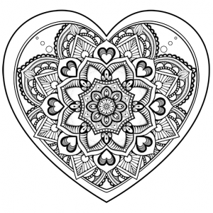Mandala de coeur pour la Saint-Valentin - illustration d'audrey janvier