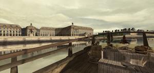 Vue de la place Royale devant la Bourse à Bordeaux depuis un bateau sur la Garonne en 3D pour Imayana